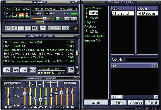 Winamp-soittimen versio 2000-luvun alkupuolelta.