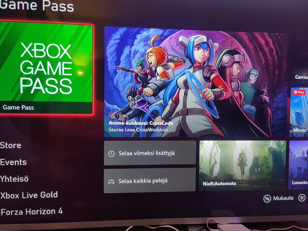 Xbox Games Pass valikoimaa